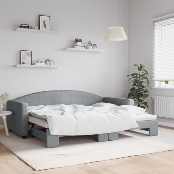 vidaXL daybed med udtræk 90x200 cm stof lysegrå