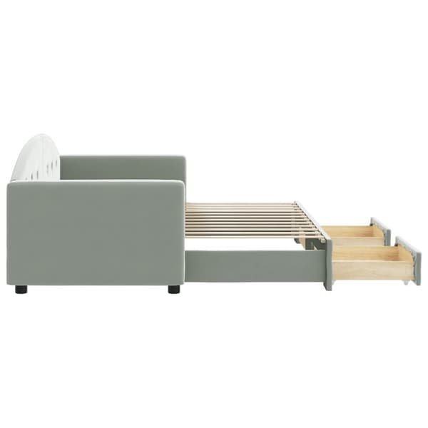 vidaXL daybed med udtræk og skuffer 80x200 cm velour lysegrå