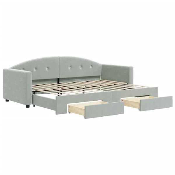 vidaXL daybed med udtræk og skuffer 80x200 cm velour lysegrå