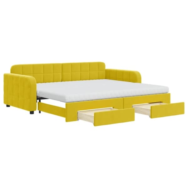 vidaXL daybed med udtræk og skuffer 90x200 cm velour gul