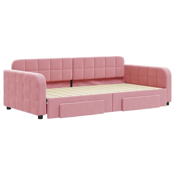 vidaXL Dagbädd utdragbar med lådor rosa 100x200 cm sammet