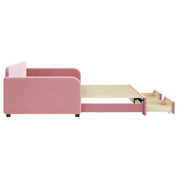 vidaXL Dagbädd utdragbar med lådor rosa 100x200 cm sammet