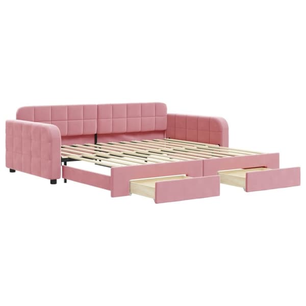 vidaXL Dagbädd utdragbar med lådor rosa 100x200 cm sammet