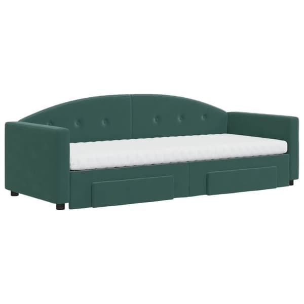 vidaXL daybed med udtræk og skuffer 80x200 cm velour mørkegrøn