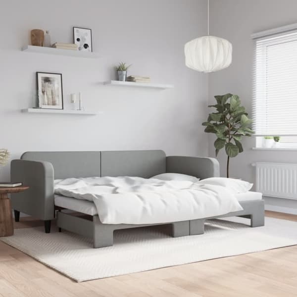 vidaXL daybed med udtræk 90x200 cm stof lysegrå