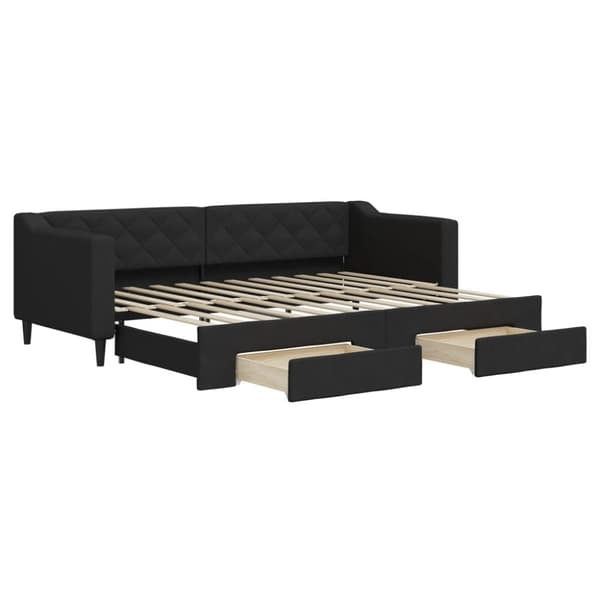 vidaXL daybed med udtræk og skuffer 80x200 cm stof sort