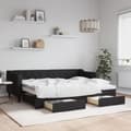 Miniatyrbillede 1 af 11: vidaXL daybed med udtræk og skuffer 80x200 cm stof sort
