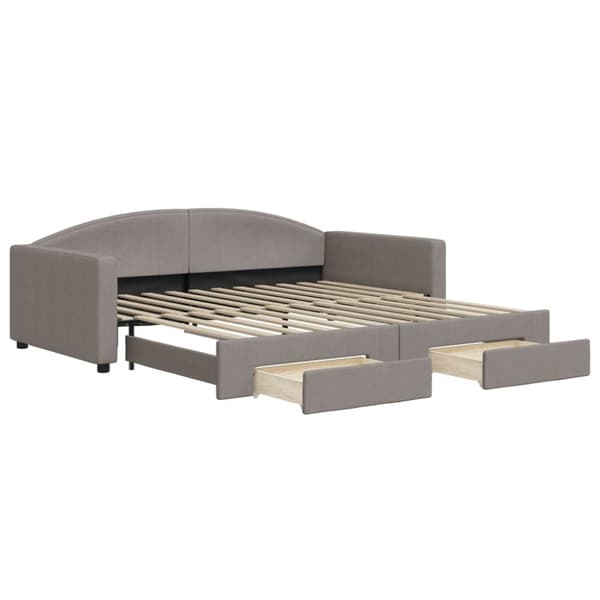 vidaXL daybed med udtræk og skuffer 100x200 cm stof gråbrun