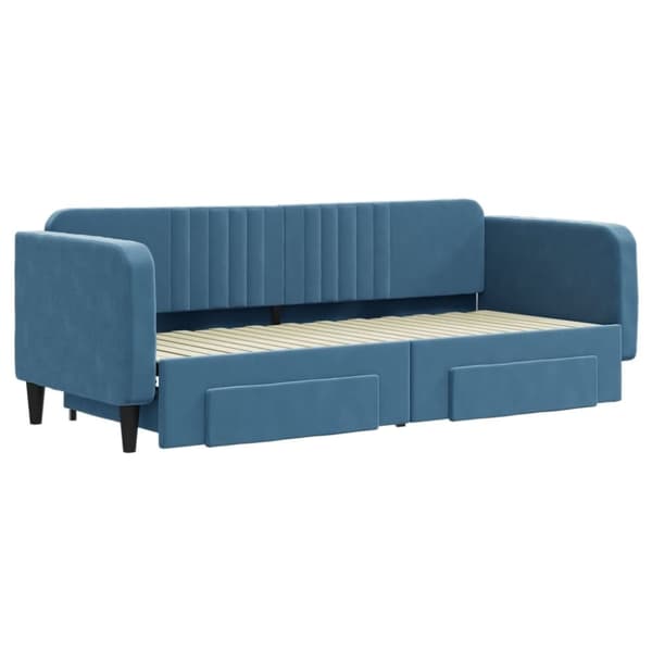 vidaXL daybed med udtræk og skuffer 80x200 cm stof blå