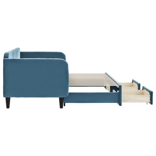 vidaXL daybed med udtræk og skuffer 80x200 cm stof blå