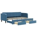 Miniatyrbillede 1 af 11: vidaXL daybed med udtræk og skuffer 80x200 cm stof blå