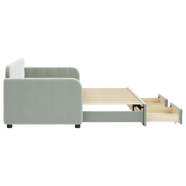 vidaXL daybed med udtræk og skuffer 80x200 cm velour lysegrå
