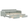 Miniatyrbillede 2 af 11: vidaXL daybed med udtræk og skuffer 80x200 cm velour lysegrå