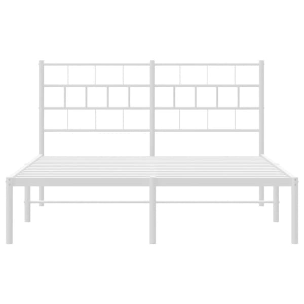 vidaXL Sengeramme i metall med sengegavl hvit 160x200 cm