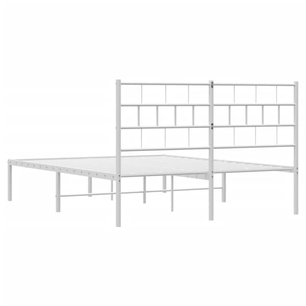 vidaXL Sengeramme i metall med sengegavl hvit 160x200 cm