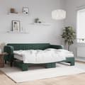 Miniatyrbillede 11 af 11: vidaXL daybed med udtræk og madras 80x200 cm velour mørkegrøn
