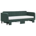 Miniatyrbillede 2 af 11: vidaXL daybed med udtræk og madras 80x200 cm velour mørkegrøn