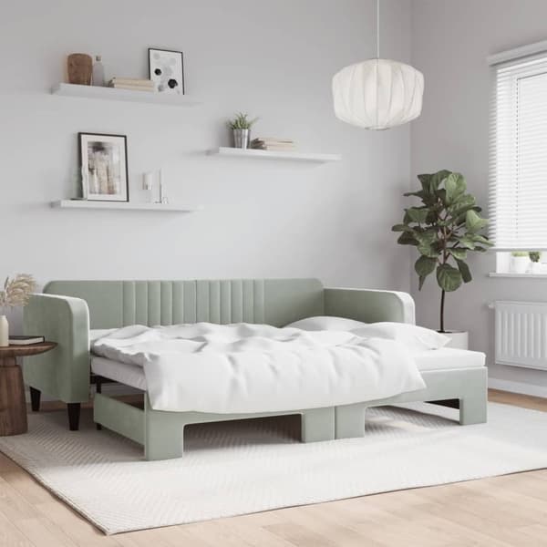 vidaXL daybed med udtræk 90x200 cm velour lysegrå