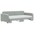 Miniatyrbillede 3 af 11: vidaXL daybed med udtræk og madras 100x200 cm velour lysegrå