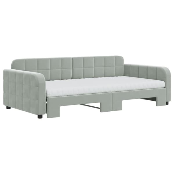 vidaXL daybed med udtræk og madras 100x200 cm velour lysegrå