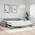Miniatyrbillede 2 af 11: vidaXL daybed med udtræk og madras 100x200 cm velour lysegrå