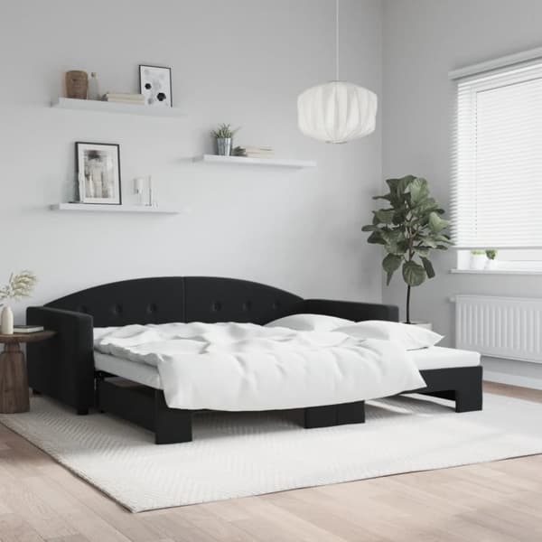 vidaXL daybed med udtræk 100x200 cm velour sort