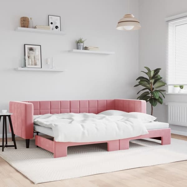 vidaXL daybed med udtræk 80x200 cm velour lyserød