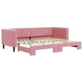 Miniatyrbillede 1 af 11: vidaXL daybed med udtræk 80x200 cm velour lyserød
