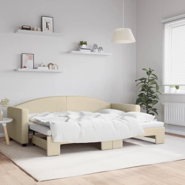 vidaXL daybed med udtræk 80x200 cm stof cremefarvet