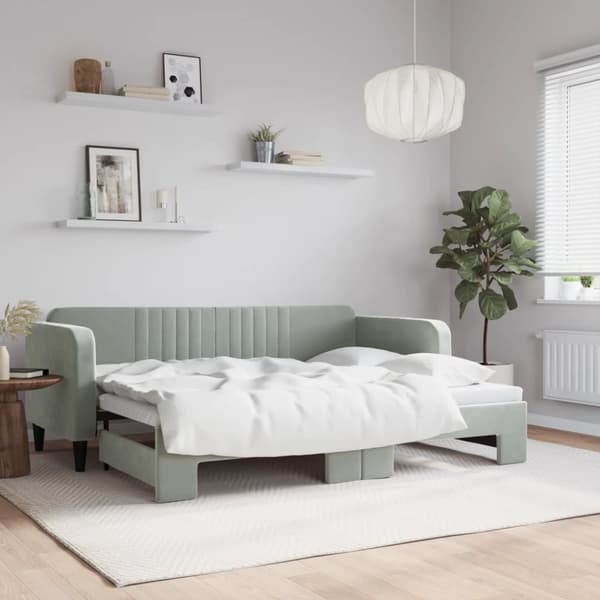 vidaXL daybed med udtræk 80x200 cm velour lysegrå