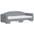 Miniatyrbillede 3 af 11: vidaXL daybed med udtræk og madras 80x200 cm stof lysegrå