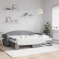 Miniatyrbillede 1 af 11: vidaXL daybed med udtræk og madras 80x200 cm stof lysegrå