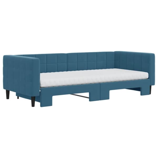 vidaXL daybed med udtræk og madras 90x200 cm velour blå