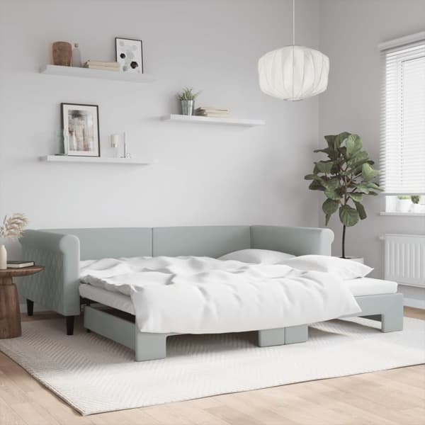 vidaXL daybed med udtræk 100x200 cm velour lysegrå