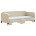 Miniatyrbillede 4 af 11: vidaXL daybed med udtræk og madras 90x200 cm stof cremefarvet