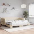 Miniatyrbillede 2 af 11: vidaXL daybed med udtræk og madras 90x200 cm stof cremefarvet
