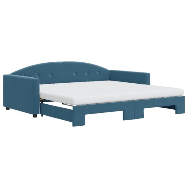 vidaXL daybed med udtræk og madras 100x200 cm velour blå
