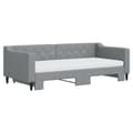 Miniatyrbillede 3 af 11: vidaXL daybed med udtræk og madras 90x190 cm stof lysegrå