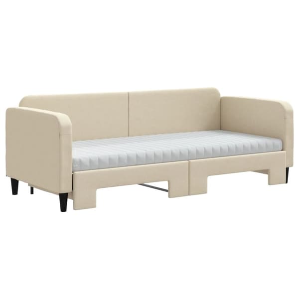 vidaXL daybed med udtræk og madras 80x200 cm stof cremefarvet