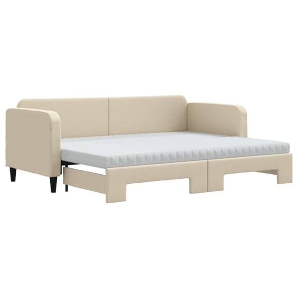 vidaXL daybed med udtræk og madras 80x200 cm stof cremefarvet