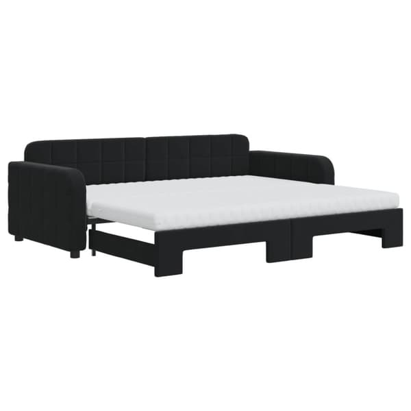 vidaXL daybed med udtræk og madras 90x200 cm velour sort