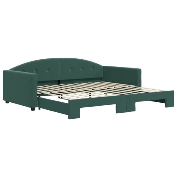 vidaXL Dagbädd utdragbar mörkgrön 100x200 cm sammet