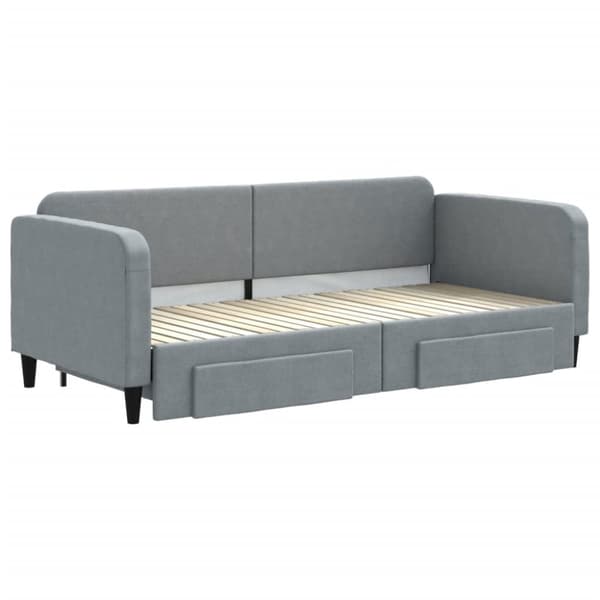 vidaXL daybed med udtræk og skuffer 90x200 cm stof lysegrå