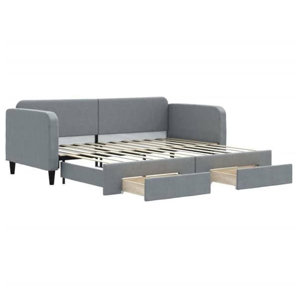 vidaXL daybed med udtræk og skuffer 90x200 cm stof lysegrå
