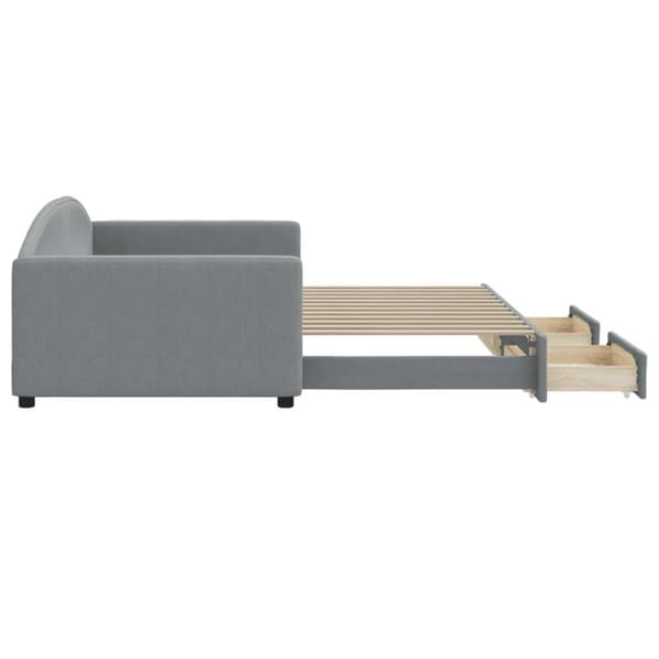 vidaXL daybed med udtræk og skuffer 100x200 cm stof lysegrå