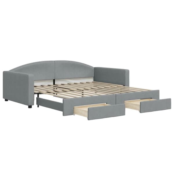 vidaXL daybed med udtræk og skuffer 100x200 cm stof lysegrå