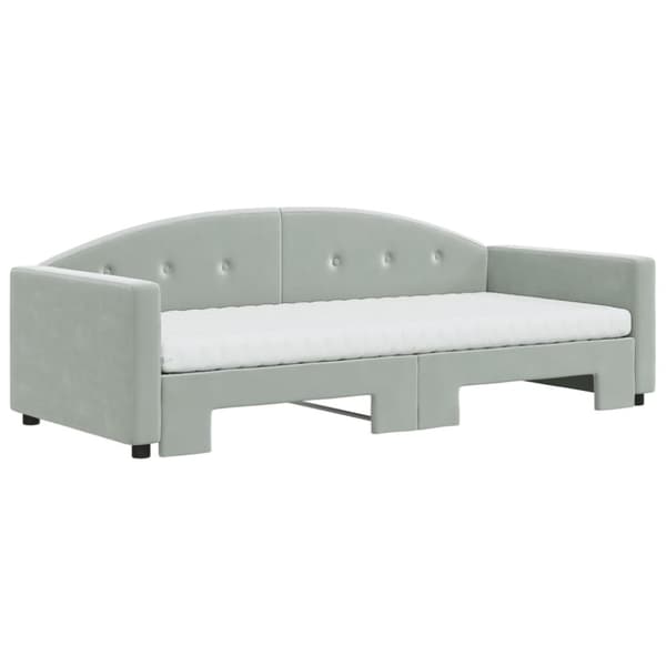 vidaXL daybed med udtræk og madras 90x190 cm velour lysegrå