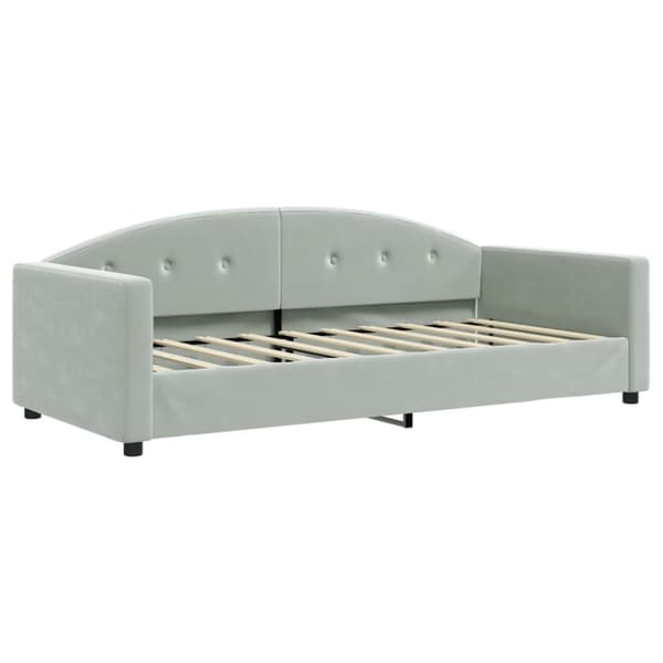 vidaXL daybed med udtræk og madras 90x190 cm velour lysegrå
