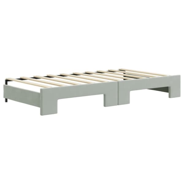 vidaXL daybed med udtræk og madras 90x190 cm velour lysegrå