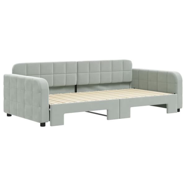 vidaXL Dagbädd utdragbar ljusgrå 100x200 cm sammet